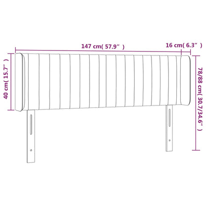 LED Kopfteil Taupe 147x16x78/88 cm Stoff