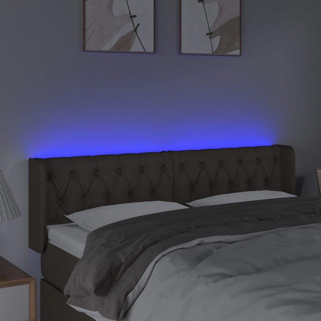 LED Kopfteil Taupe 147x16x78/88 cm Stoff