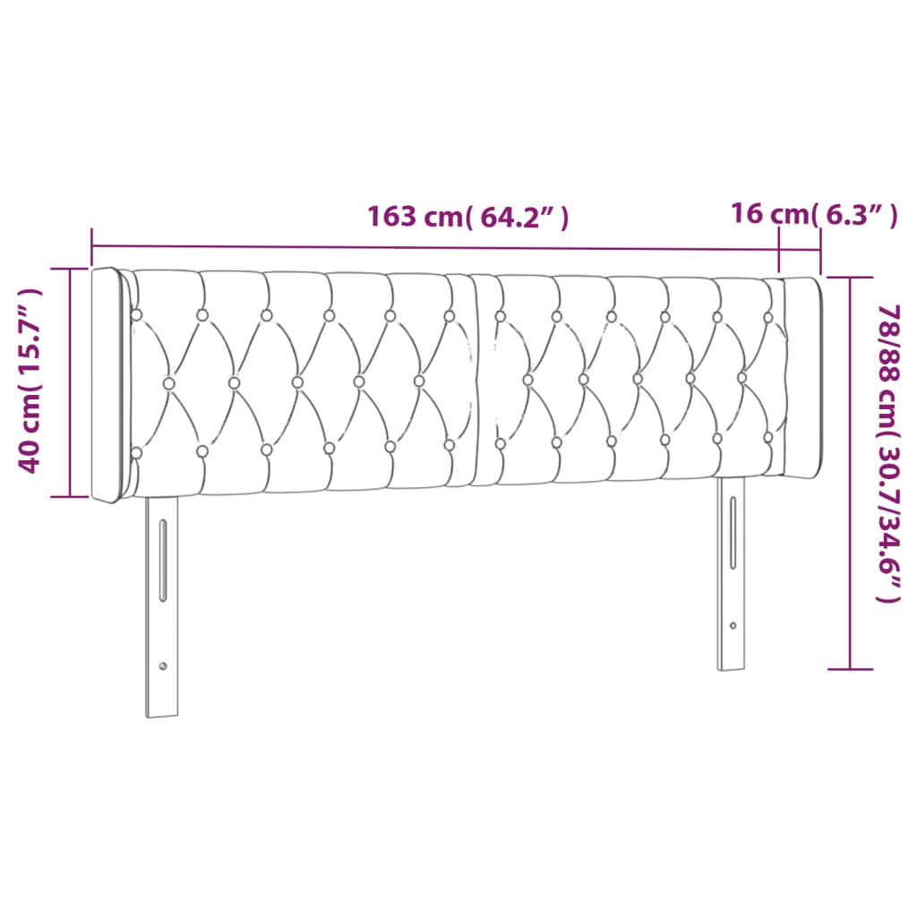 LED Kopfteil Taupe 163x16x78/88 cm Stoff