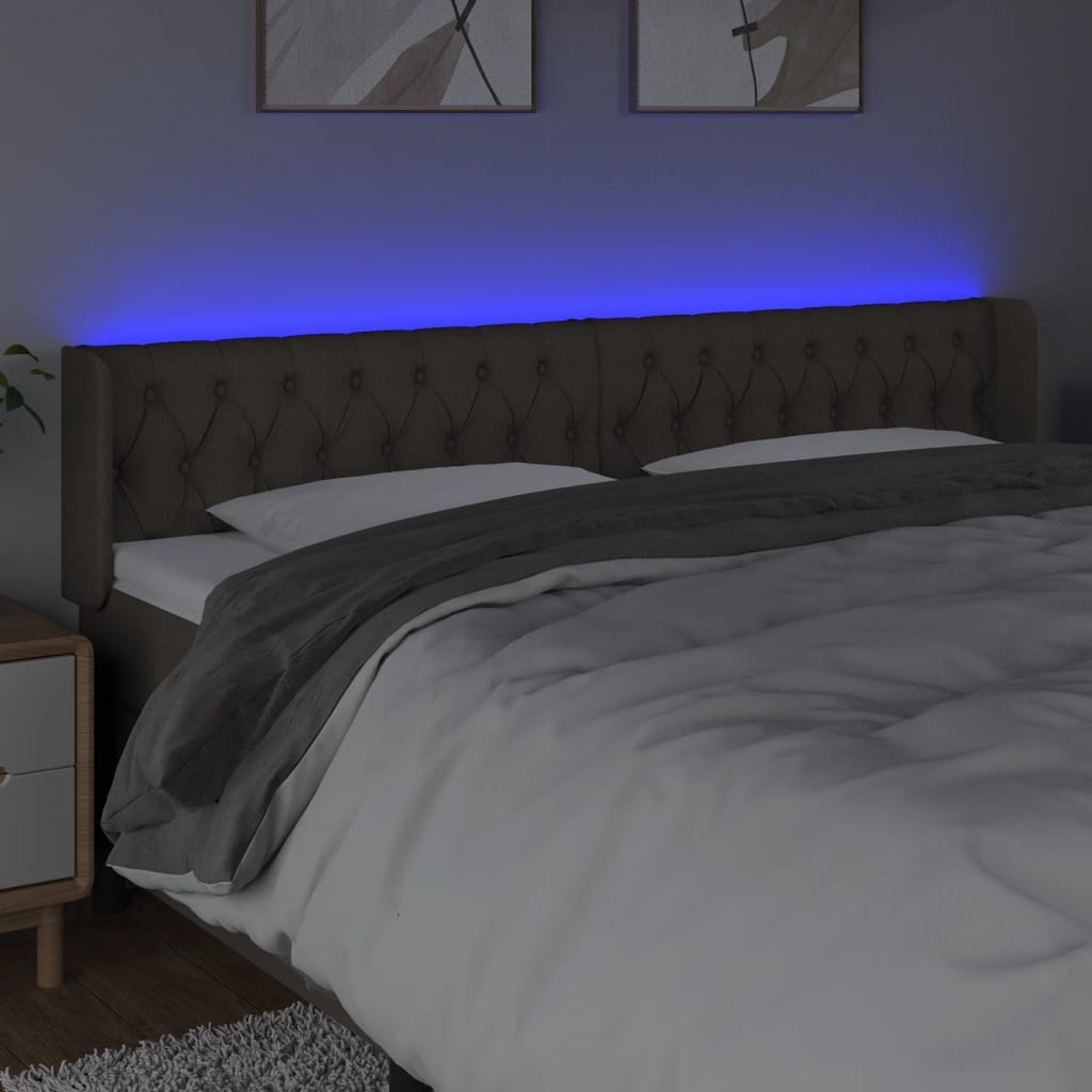 LED Kopfteil Taupe 183x16x78/88 cm Stoff