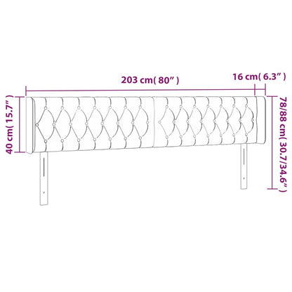 LED Kopfteil Hellgrau 203x16x78/88 cm Stoff