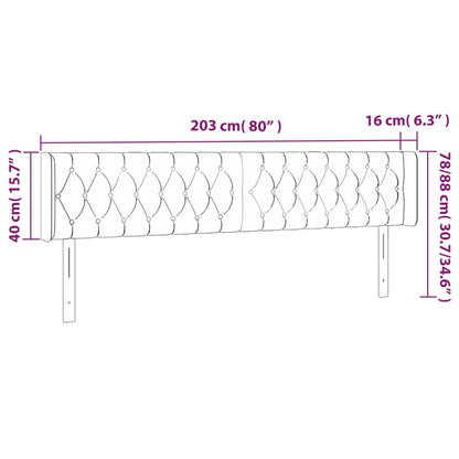 LED Kopfteil Rosa 203x16x78/88 cm Samt