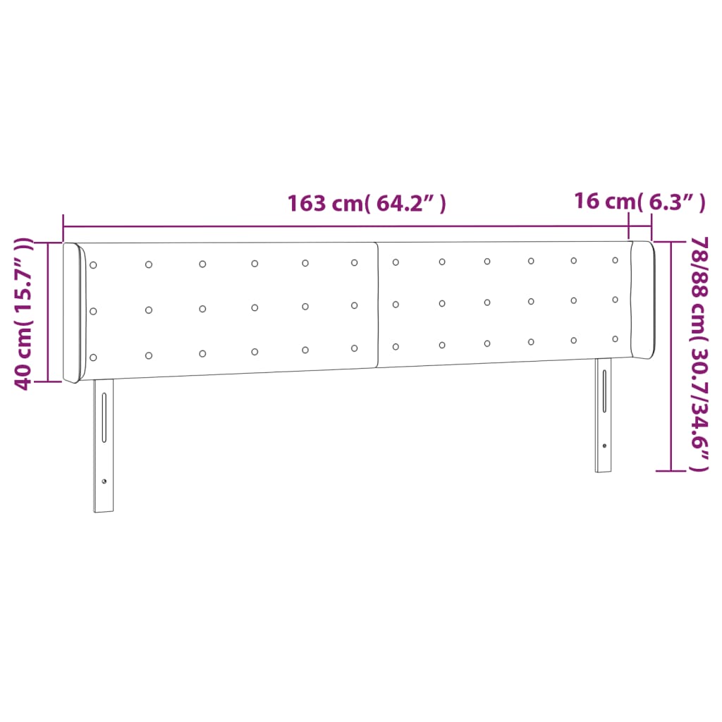 LED Kopfteil Hellgrau 163x16x78/88 cm Stoff