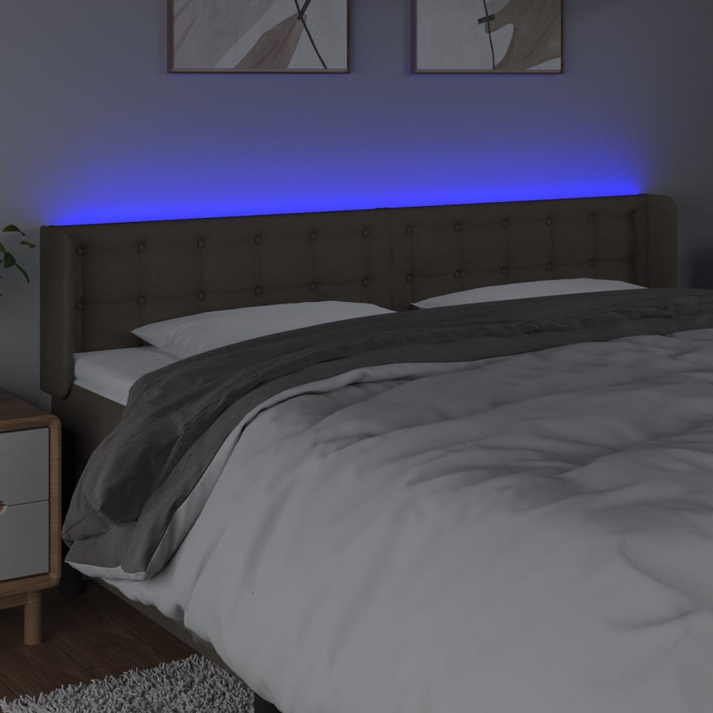 LED Kopfteil Taupe 163x16x78/88 cm Stoff