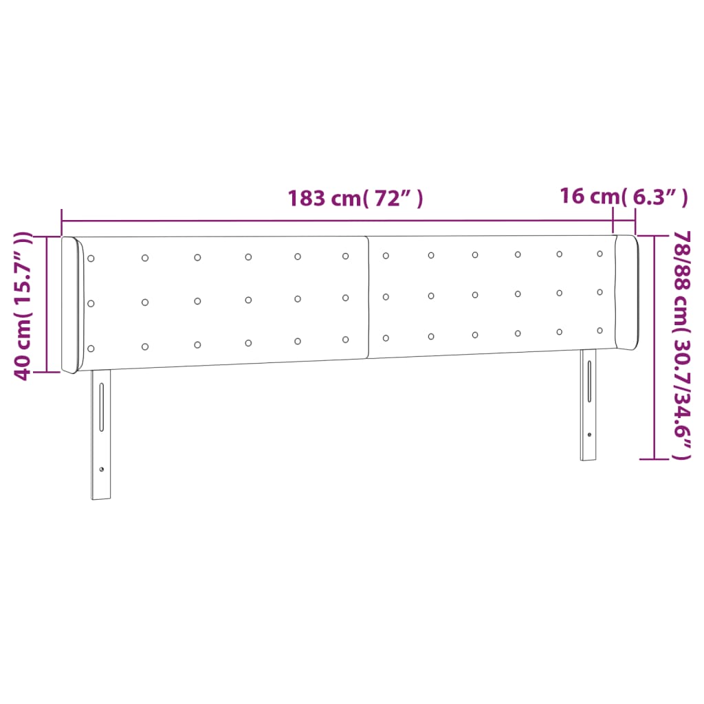 LED Kopfteil Dunkelgrau 183x16x78/88 cm Stoff