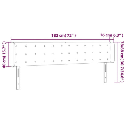 LED Kopfteil Dunkelbraun 183x16x78/88 cm Stoff