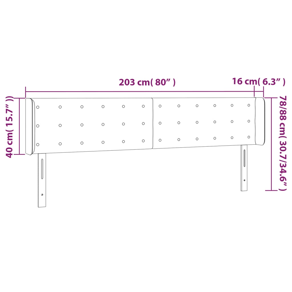 LED Kopfteil Dunkelbraun 203x16x78/88 cm Stoff