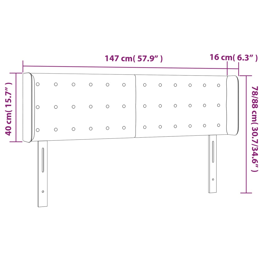 LED Kopfteil Rosa 147x16x78/88 cm Samt