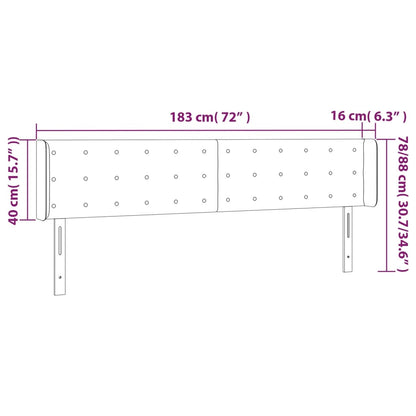 LED Kopfteil Schwarz 183x16x78/88 cm Samt