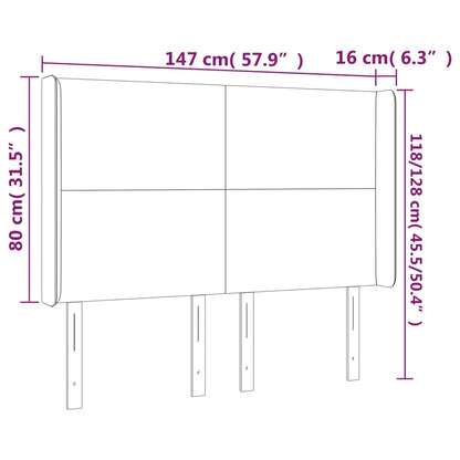 LED Kopfteil Taupe 147x16x118/128 cm Stoff