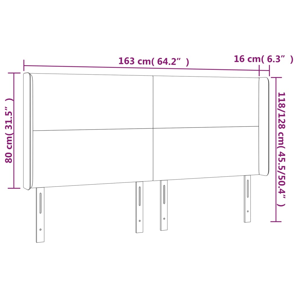 LED Kopfteil Hellgrau 163x16x118/128 cm Stoff