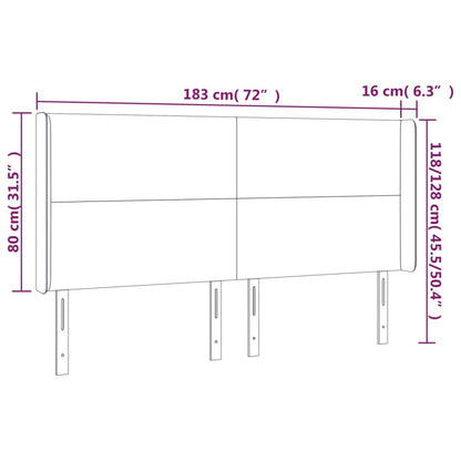 LED Kopfteil Taupe 183x16x118/128 cm Stoff