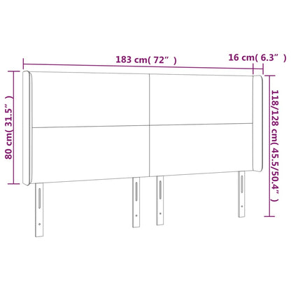 LED Kopfteil Schwarz 183x16x118/128 cm Samt