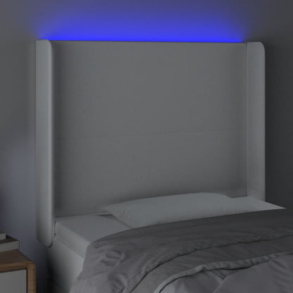 LED Kopfteil Weiß 93x16x118/128 cm Kunstleder