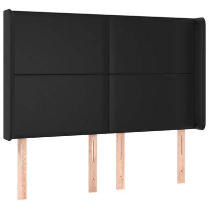 LED Kopfteil Schwarz 147x16x118/128 cm Kunstleder