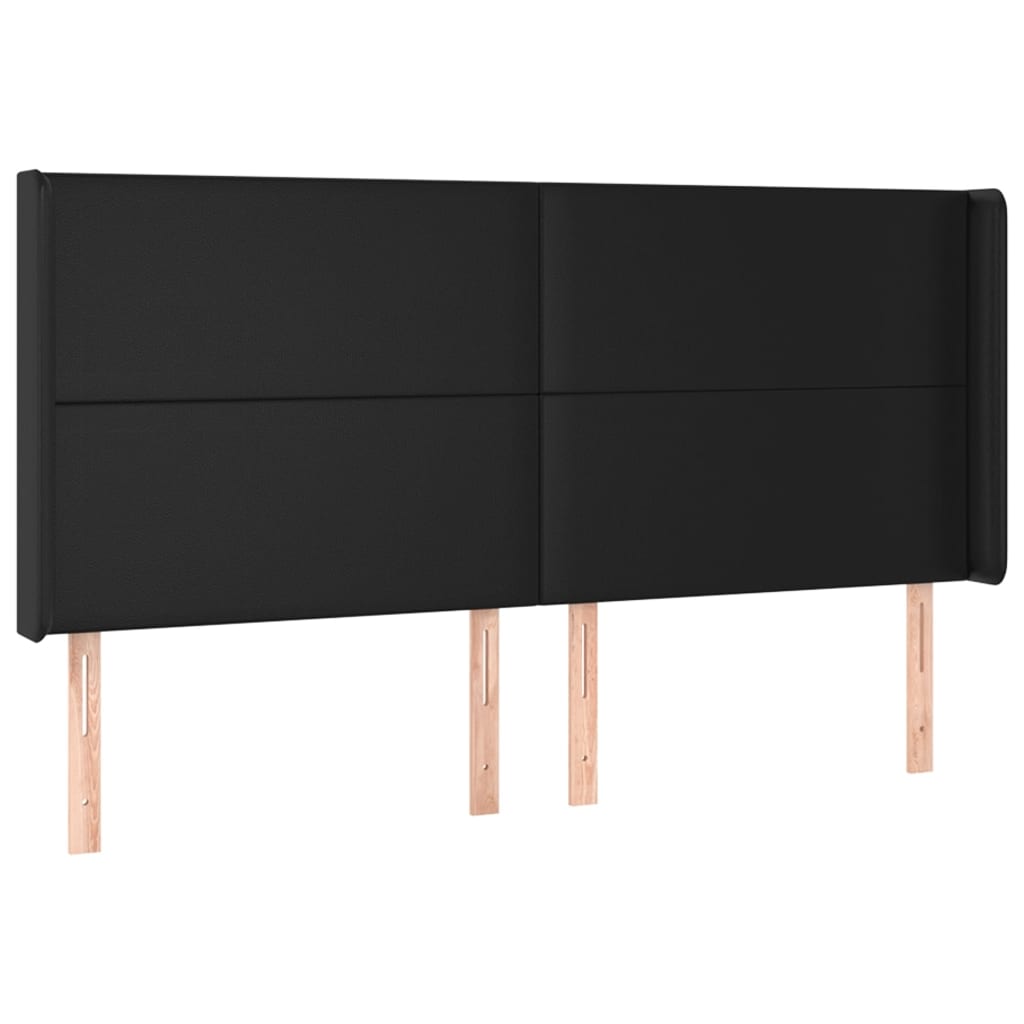 LED Kopfteil Schwarz 163x16x118/128 cm Kunstleder