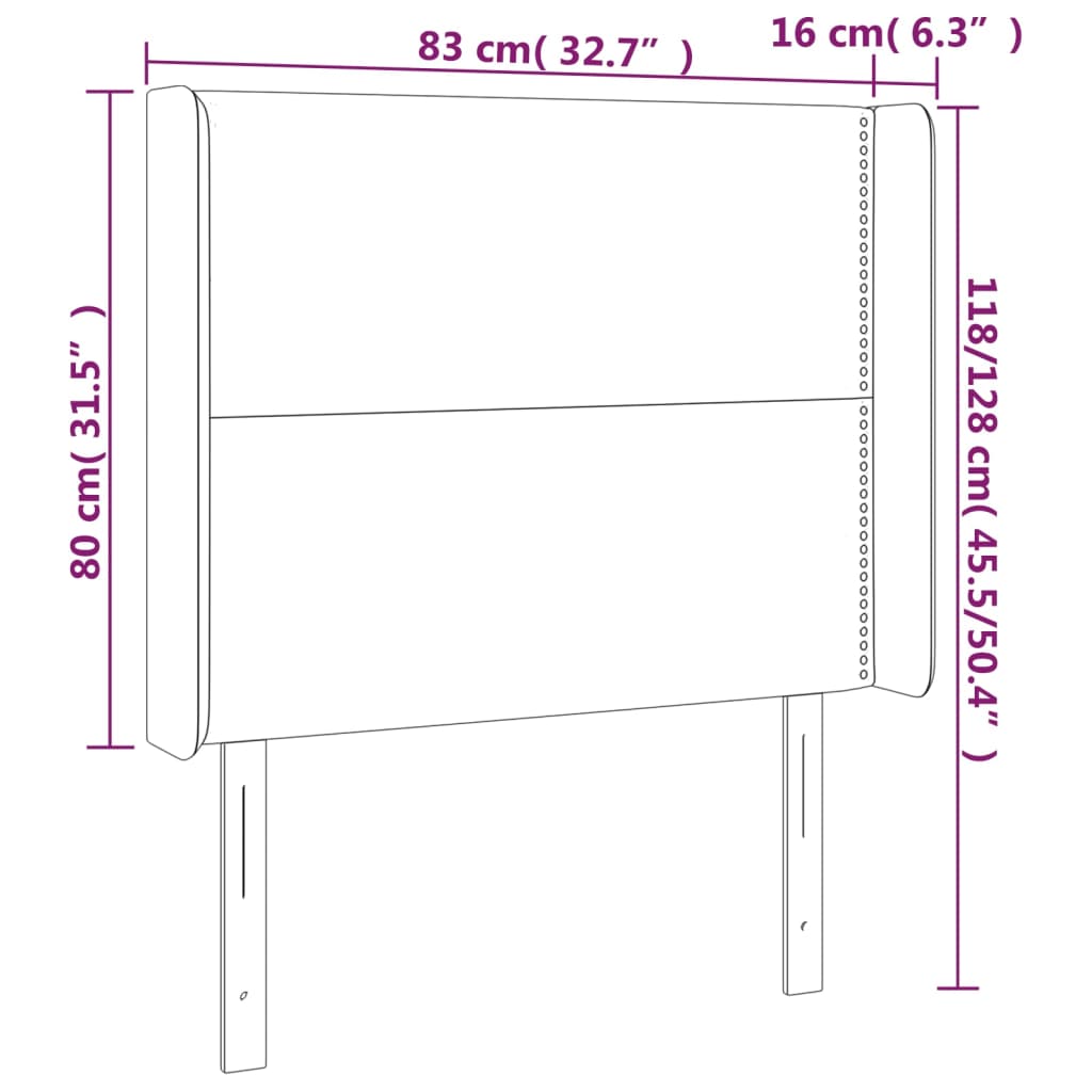 LED Kopfteil Dunkelblau 83x16x118/128 cm Samt