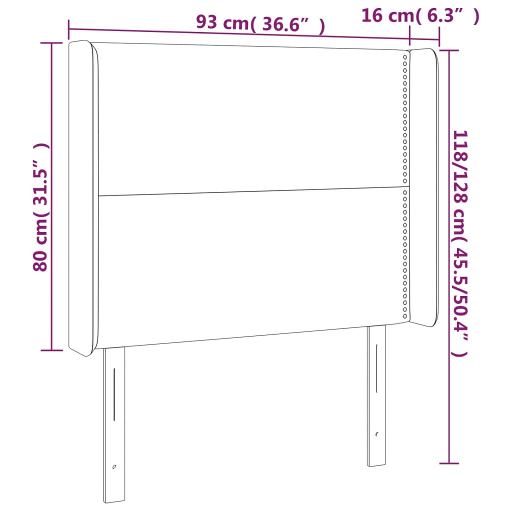 LED Kopfteil Hellgrau 93x16x118/128 cm Samt