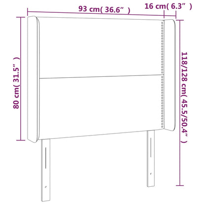 LED Kopfteil Hellgrau 93x16x118/128 cm Samt