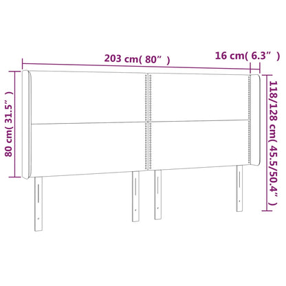 LED Kopfteil Rosa 203x16x118/128 cm Samt