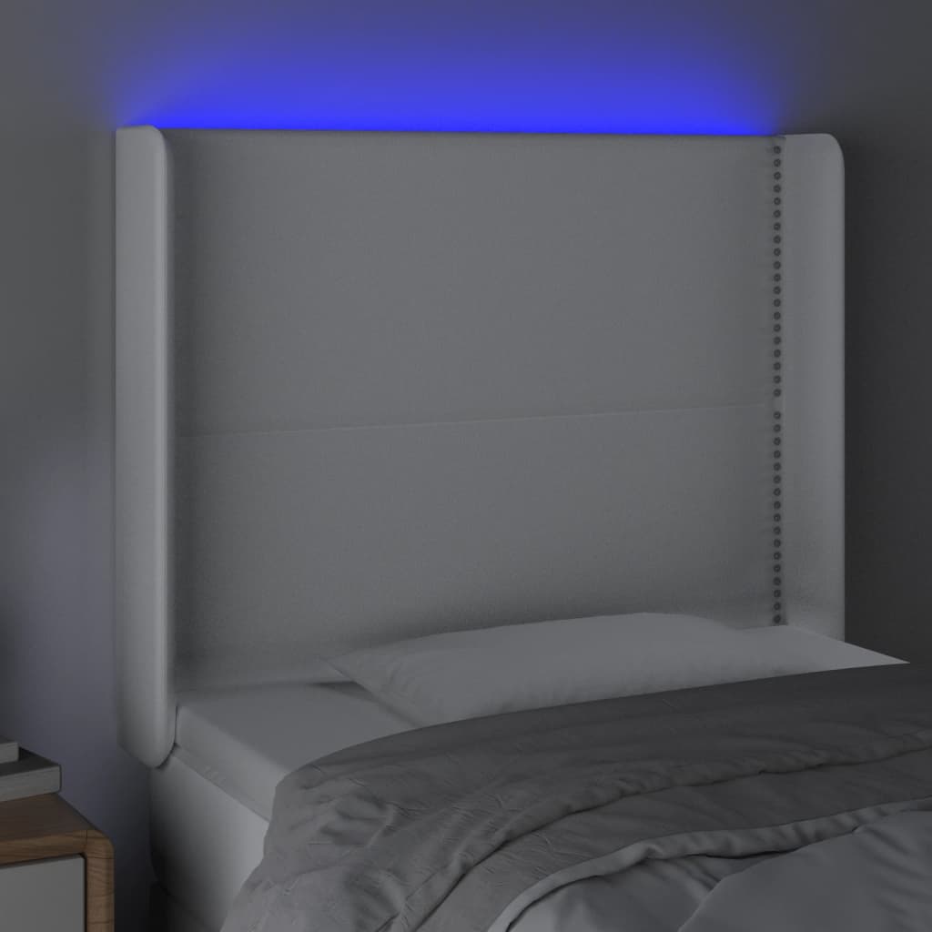 LED Kopfteil Weiß 83x16x118/128 cm Kunstleder