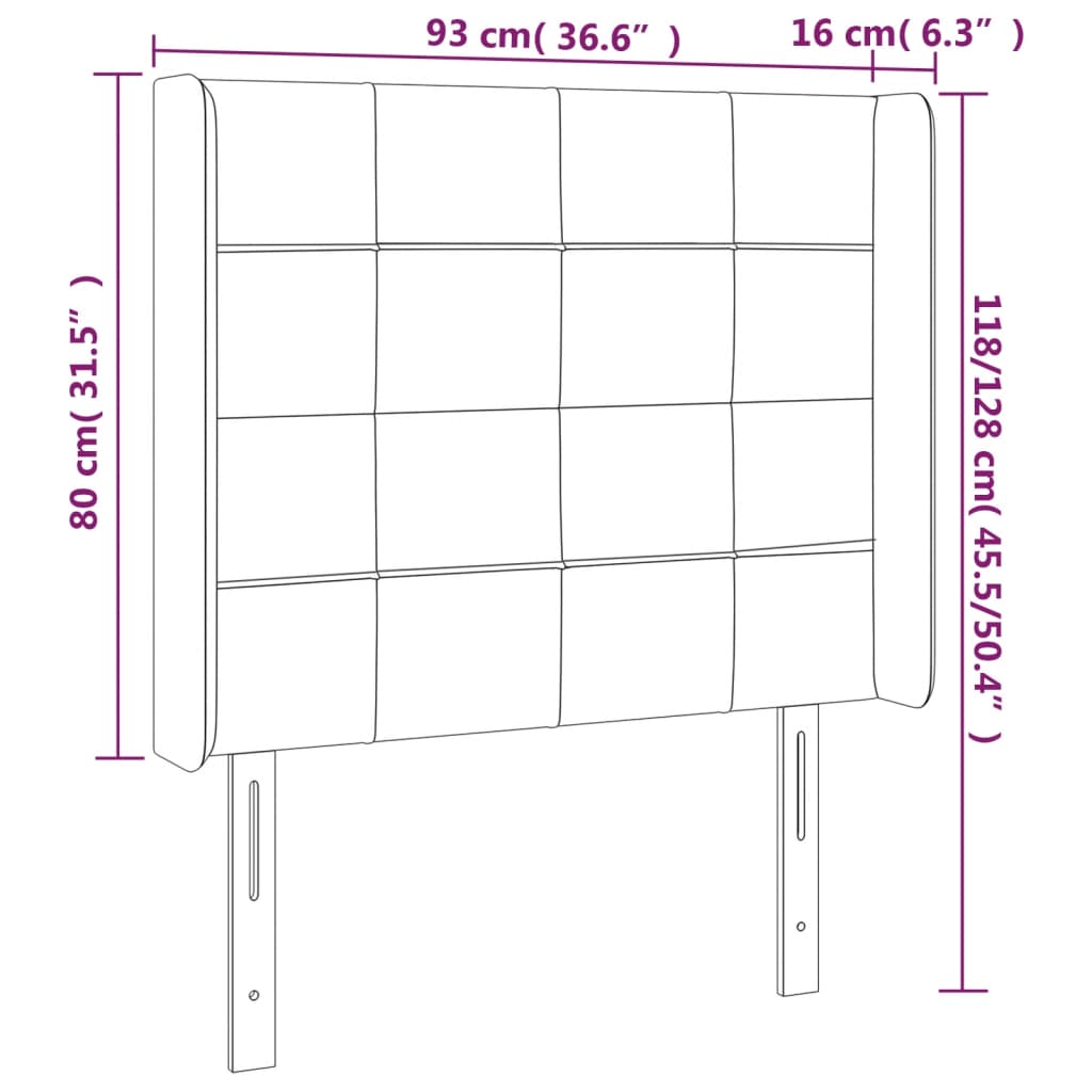 LED Kopfteil Dunkelgrau 93x16x118/128 cm Stoff