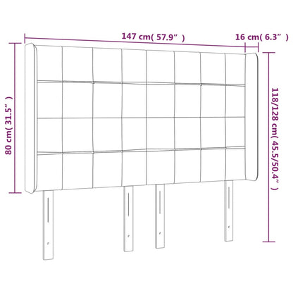 LED Kopfteil Dunkelbraun 147x16x118/128 cm Stoff