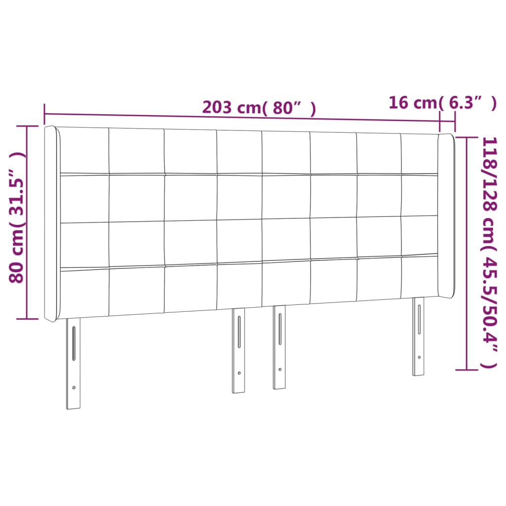 LED Kopfteil Blau 203x16x118/128 cm Stoff