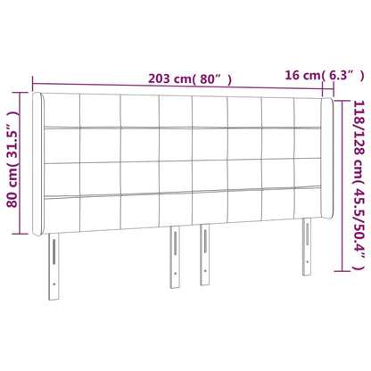 LED Kopfteil Schwarz 203x16x118/128 cm Samt