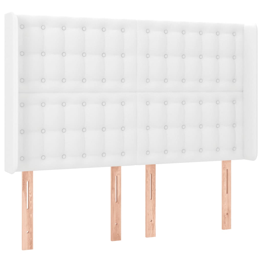 LED Kopfteil Weiß 147x16x118/128 cm Kunstleder