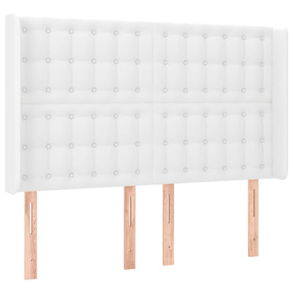 LED Kopfteil Weiß 147x16x118/128 cm Kunstleder