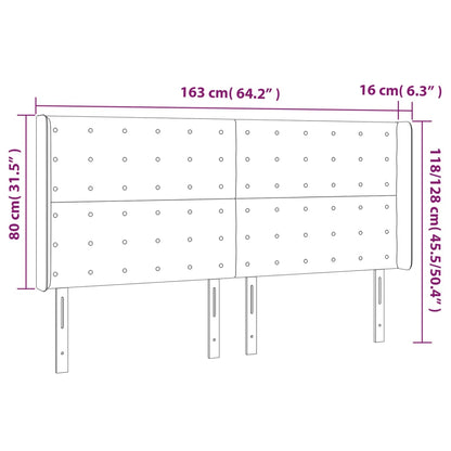 LED Kopfteil Schwarz 163x16x118/128 cm Kunstleder