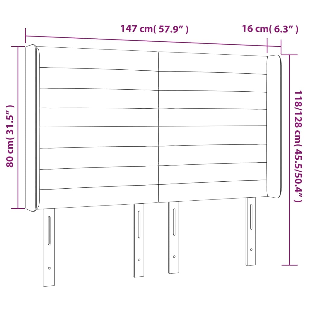 LED Kopfteil Hellgrau 147x16x118/128 cm Stoff