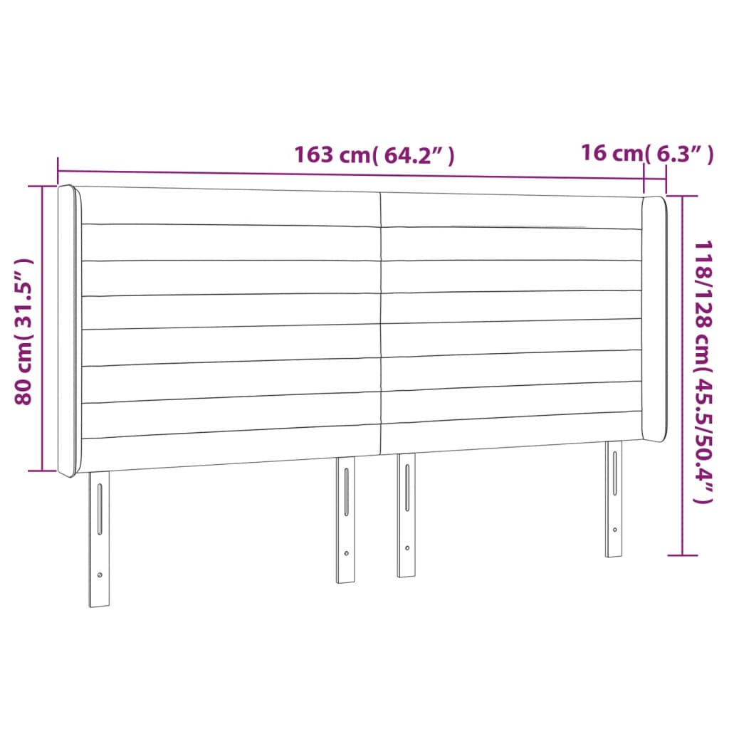 LED Kopfteil Taupe 163x16x118/128 cm Stoff