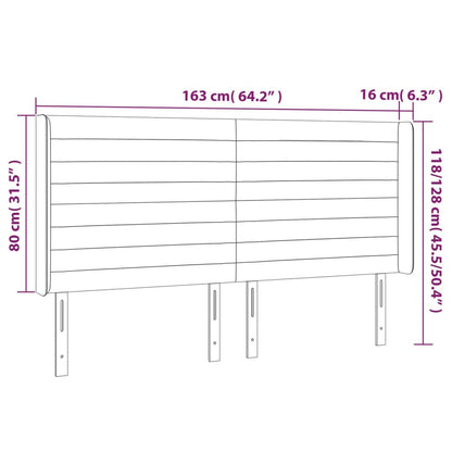 LED Kopfteil Taupe 163x16x118/128 cm Stoff