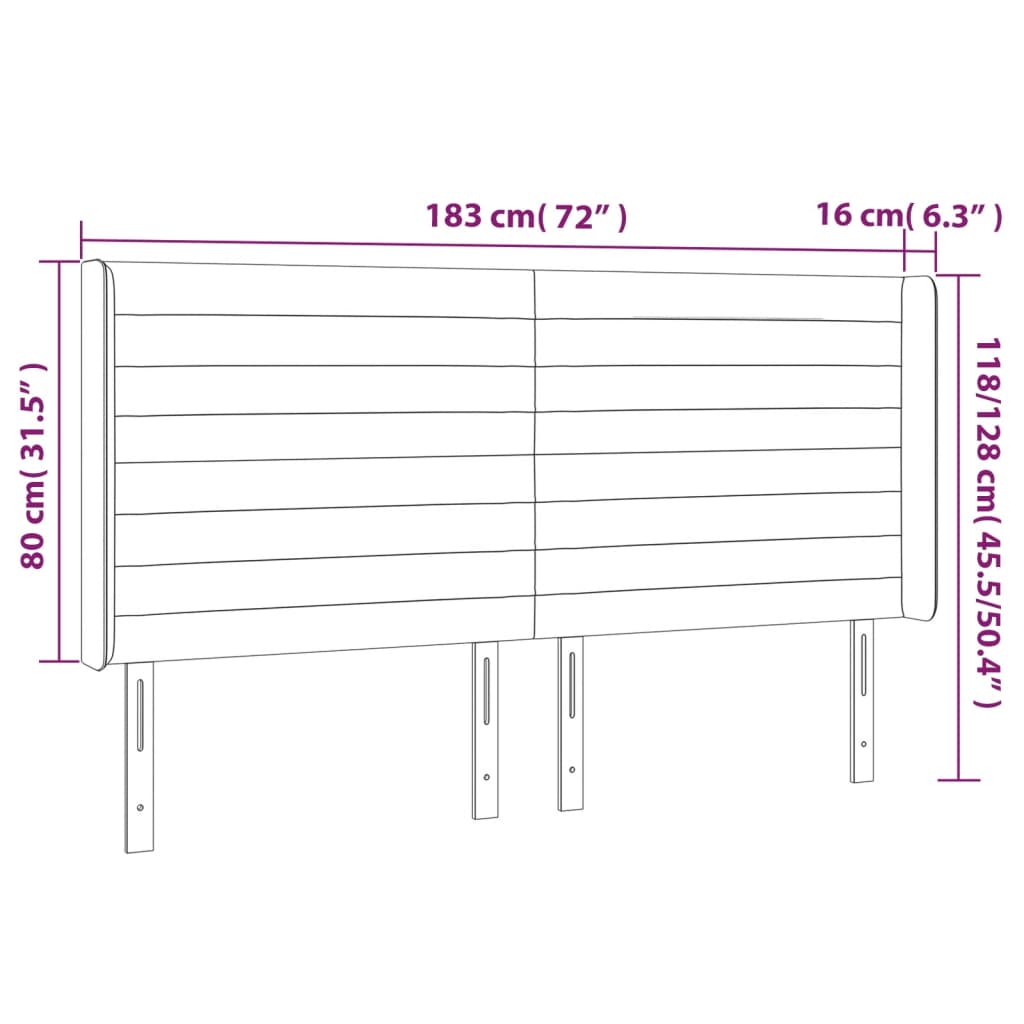 LED Kopfteil Dunkelbraun 183x16x118/128 cm Stoff