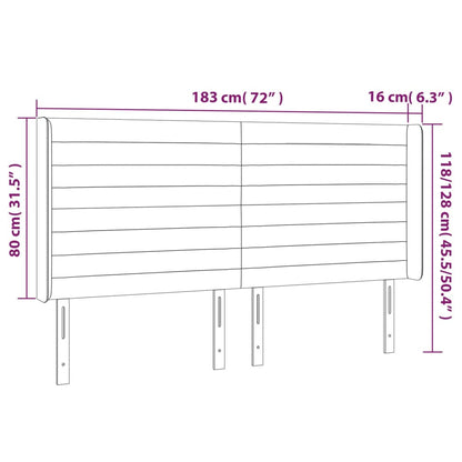 LED Kopfteil Dunkelbraun 183x16x118/128 cm Stoff