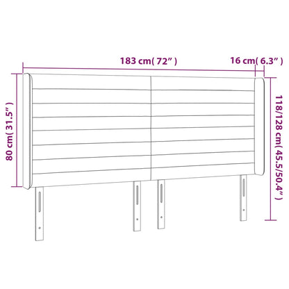 LED Kopfteil Creme 183x16x118/128 cm Stoff