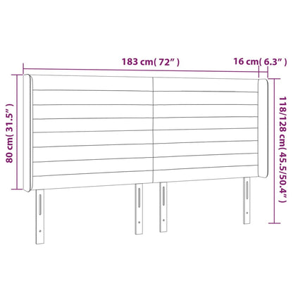 LED Kopfteil Blau 183x16x118/128 cm Stoff