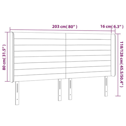 LED Kopfteil Taupe 203x16x118/128 cm Stoff