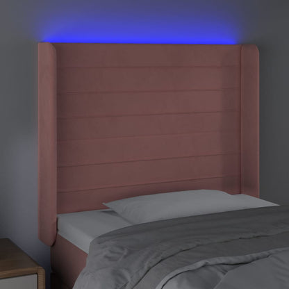 LED Kopfteil Rosa 103x16x118/128 cm Samt