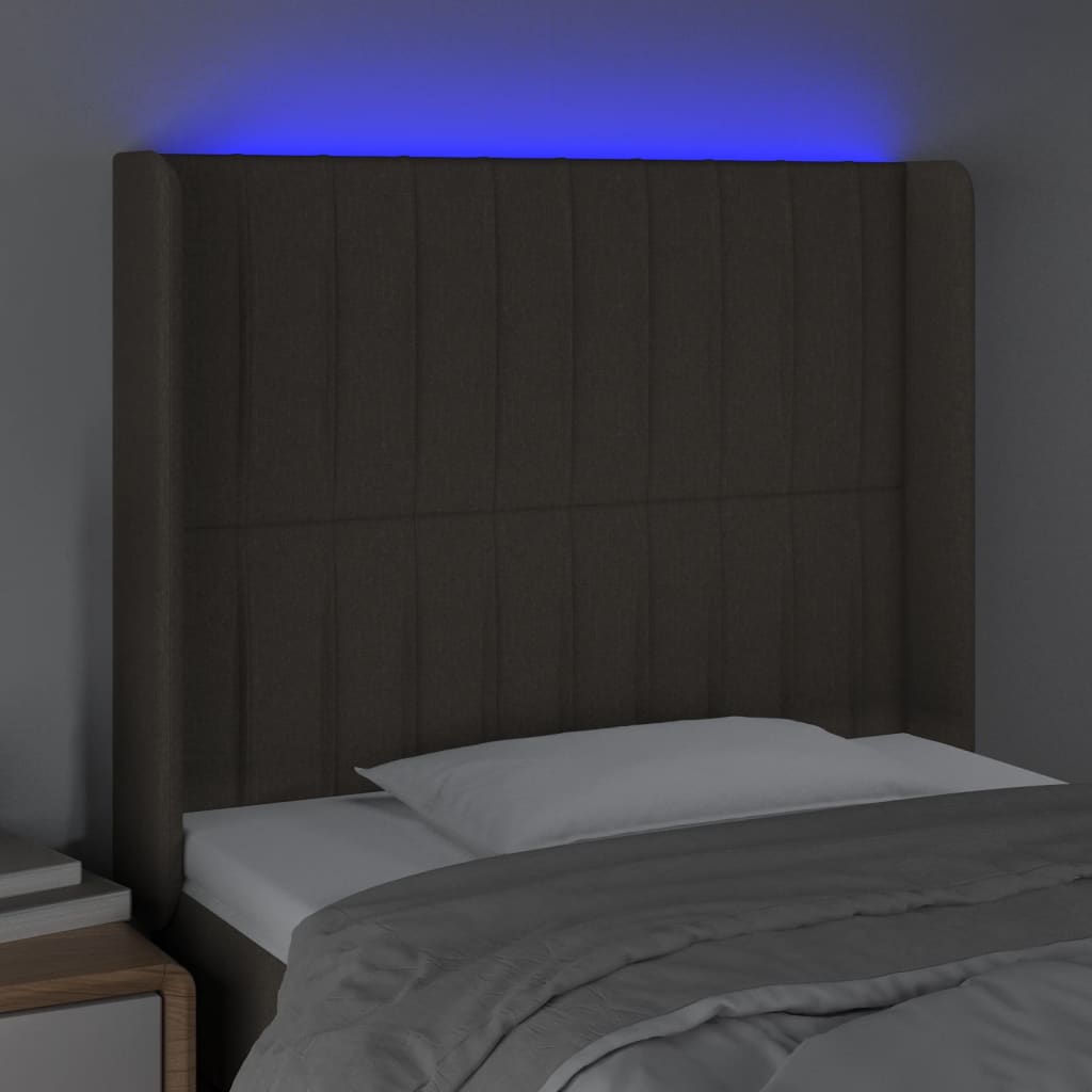 LED Kopfteil Taupe 83x16x118/128 cm Stoff