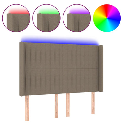 LED Kopfteil Taupe 147x16x118/128 cm Stoff