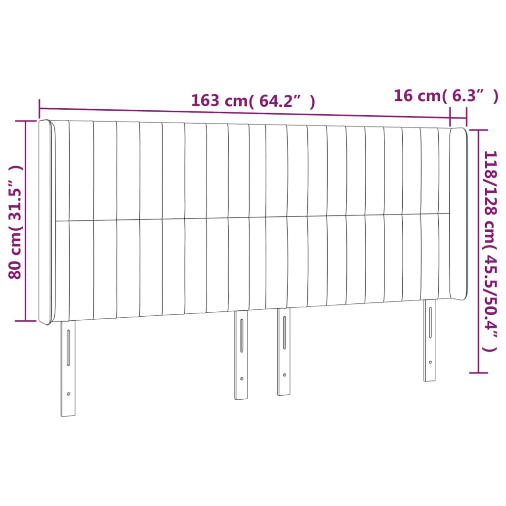 LED Kopfteil Taupe 163x16x118/128 cm Stoff