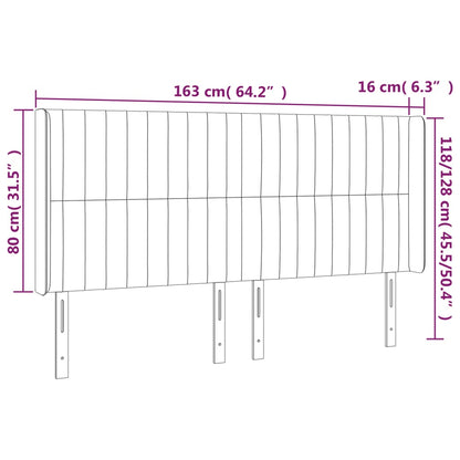 LED Kopfteil Taupe 163x16x118/128 cm Stoff