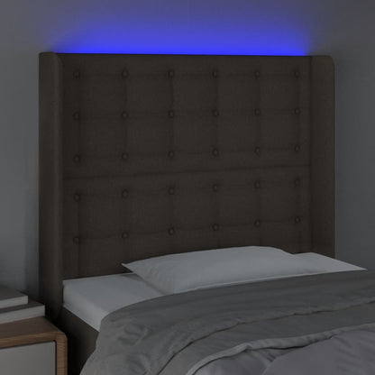 LED Kopfteil Taupe 93x16x118/128 cm Stoff