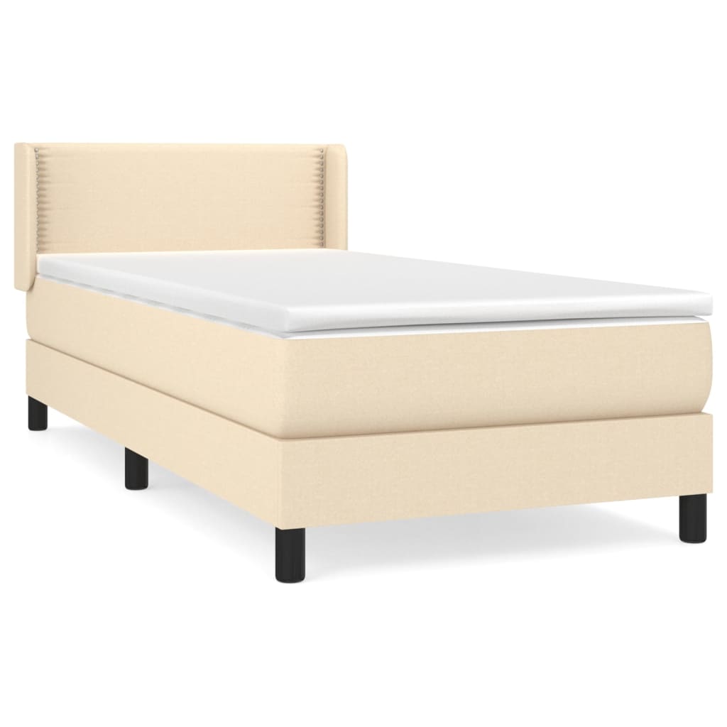 Boxspringbett mit Matratze Creme 90x200 cm Stoff