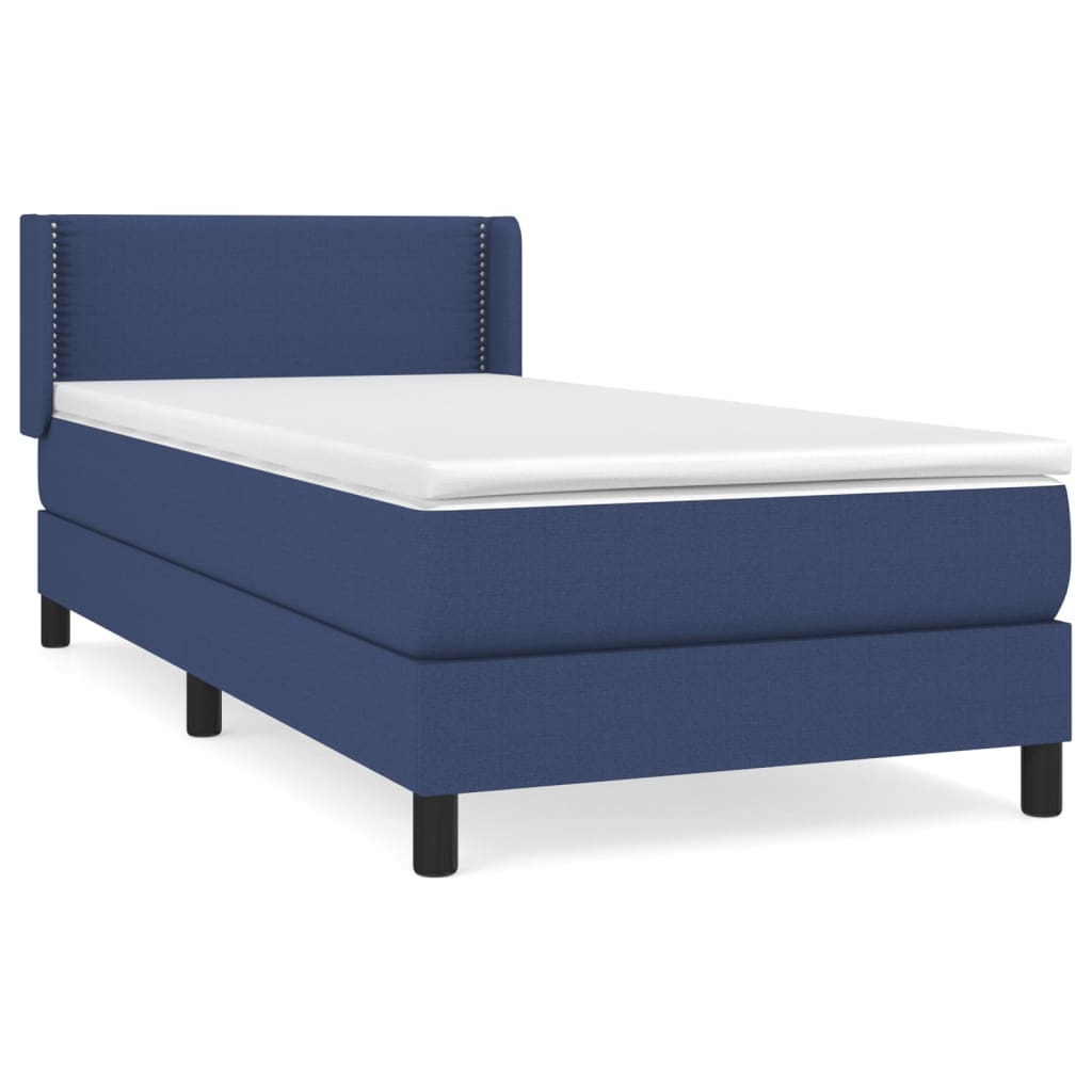 Boxspringbett mit Matratze Blau 90x200 cm Stoff