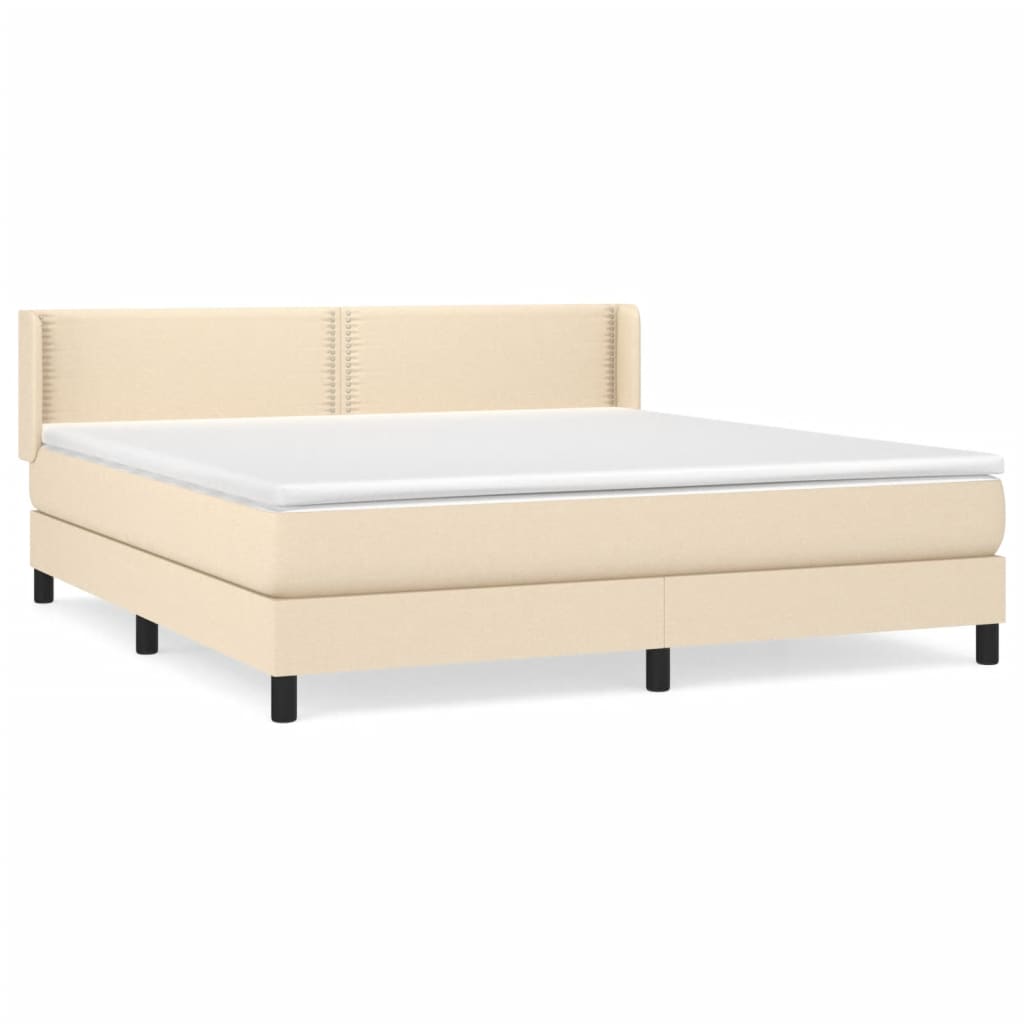 Boxspringbett mit Matratze Creme 160x200 cm Stoff