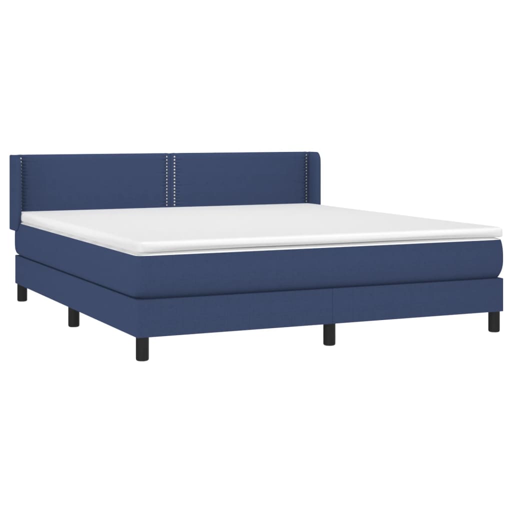 Boxspringbett mit Matratze Blau 160x200 cm Stoff